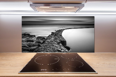 Rivestimento parete cucina con motivo spiaggia rocciosa