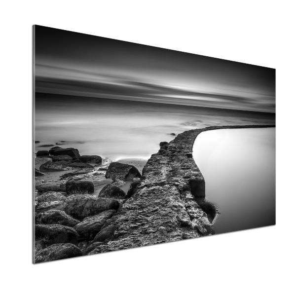 Rivestimento parete cucina con motivo spiaggia rocciosa