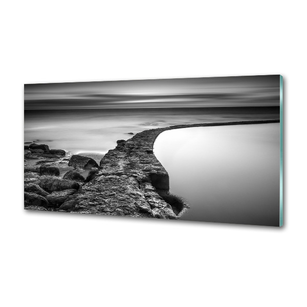 Rivestimento parete cucina con motivo spiaggia rocciosa