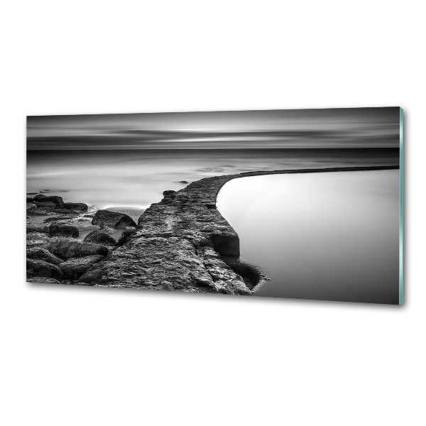 Rivestimento parete cucina con motivo spiaggia rocciosa