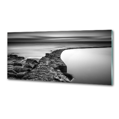 Rivestimento parete cucina con motivo spiaggia rocciosa