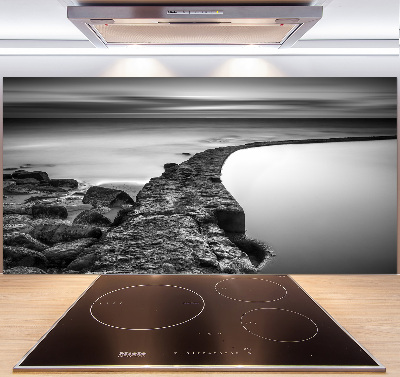 Rivestimento parete cucina con motivo spiaggia rocciosa