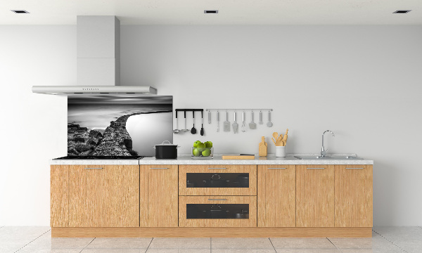 Rivestimento parete cucina con motivo spiaggia rocciosa