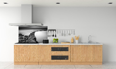Rivestimento parete cucina con motivo spiaggia rocciosa