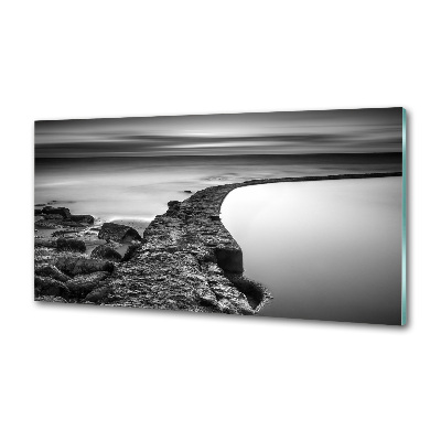 Rivestimento parete cucina con motivo spiaggia rocciosa