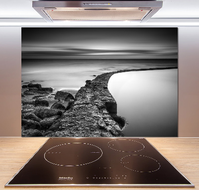 Rivestimento parete cucina con motivo spiaggia rocciosa