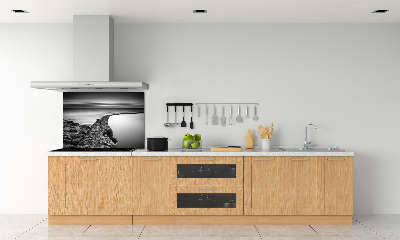 Rivestimento parete cucina con motivo spiaggia rocciosa