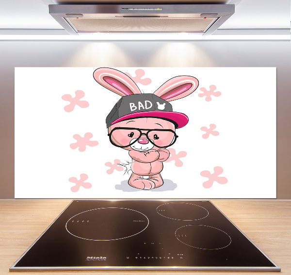 Rivestimento parete cucina con motivo coniglietto nel cappello