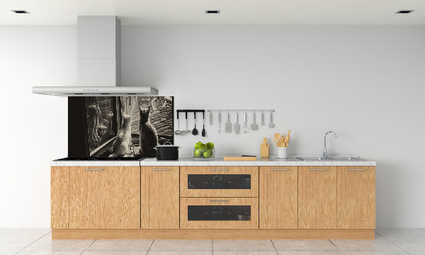 Pannello retrocucina con stampa raffigurante gatti alla finestra