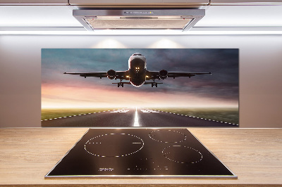 Rivestimento parete cucina con motivo di un aereo in fase di decollo