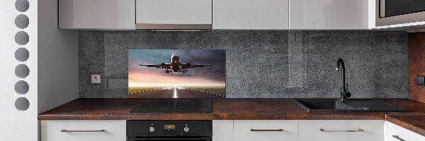 Rivestimento parete cucina con motivo di un aereo in fase di decollo