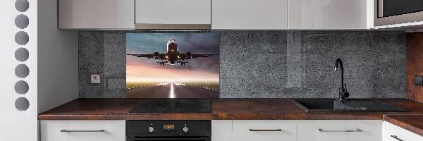 Rivestimento parete cucina con motivo di un aereo in fase di decollo