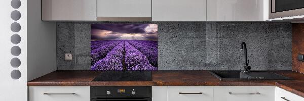 Rivestimento parete cucina con motivo a campo di lavanda