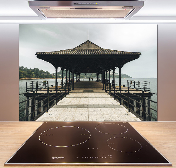 Pannello retrocucina con stampa del molo di Hong Kong