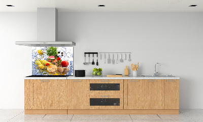 Pannello paraschizzi cucina con motivo di frutta e gocce d'acqua