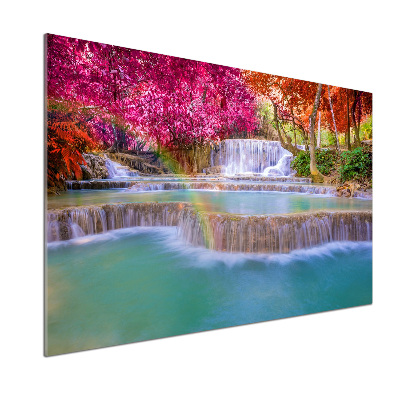 Rivestimento parete cucina con motivo «Cascata nella foresta»