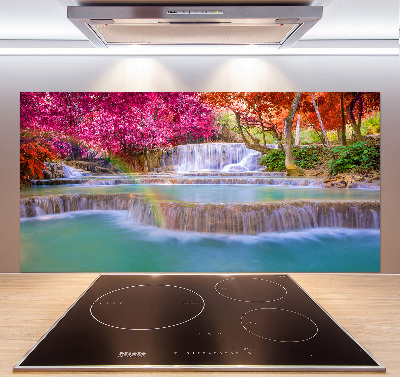 Rivestimento parete cucina con motivo «Cascata nella foresta»