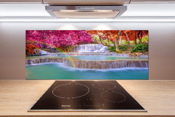 Rivestimento parete cucina con motivo «Cascata nella foresta»