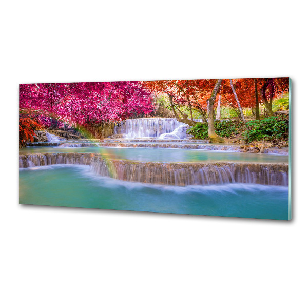 Rivestimento parete cucina con motivo «Cascata nella foresta»