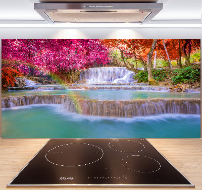 Rivestimento parete cucina con motivo «Cascata nella foresta»