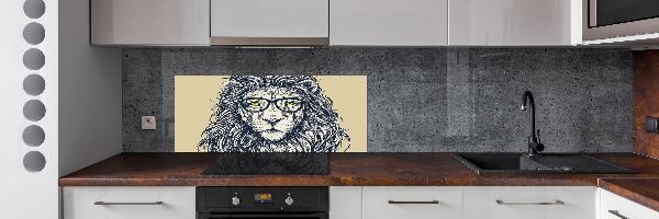 Pannello retrocucina con decorazione a tema leone in stile hipster