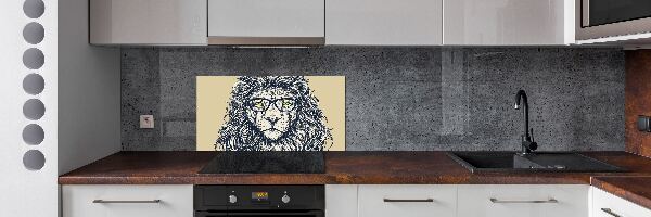 Pannello retrocucina con decorazione a tema leone in stile hipster