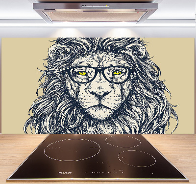 Pannello retrocucina con decorazione a tema leone in stile hipster