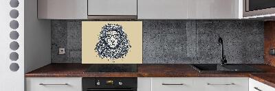 Pannello retrocucina con decorazione a tema leone in stile hipster