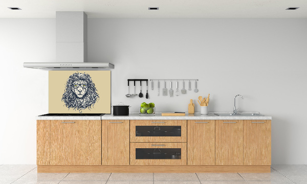 Pannello retrocucina con decorazione a tema leone in stile hipster