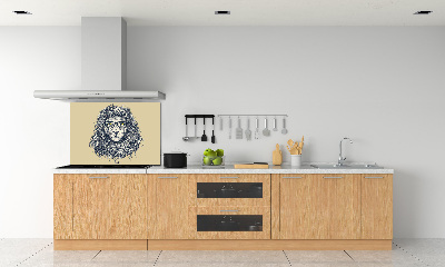 Pannello retrocucina con decorazione a tema leone in stile hipster