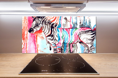 Pannello paraschizzi cucina con motivo a zebra colorata