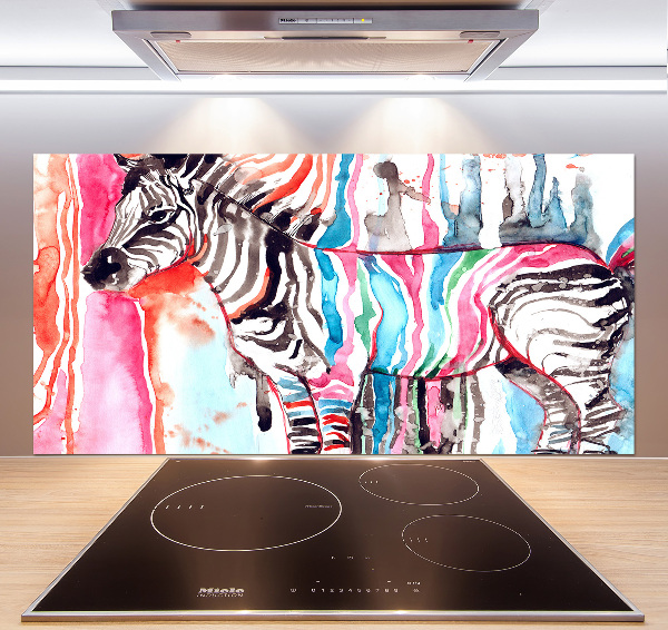 Pannello paraschizzi cucina con motivo a zebra colorata