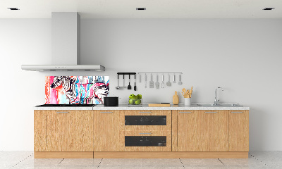Pannello paraschizzi cucina con motivo a zebra colorata