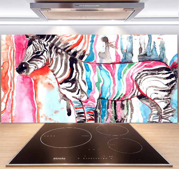 Pannello paraschizzi cucina con motivo a zebra colorata