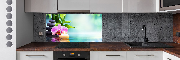 Rivestimento parete cucina con motivo orchidea di bambù