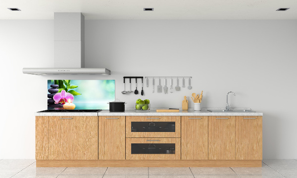 Rivestimento parete cucina con motivo orchidea di bambù