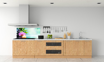 Rivestimento parete cucina con motivo orchidea di bambù