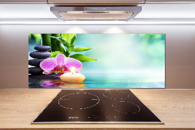 Rivestimento parete cucina con motivo orchidea di bambù