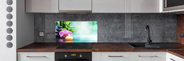 Rivestimento parete cucina con motivo orchidea di bambù