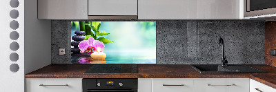 Rivestimento parete cucina con motivo orchidea di bambù