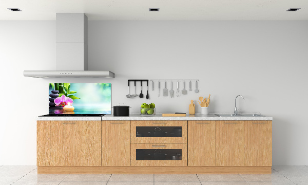 Rivestimento parete cucina con motivo orchidea di bambù