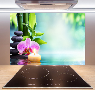 Rivestimento parete cucina con motivo orchidea di bambù