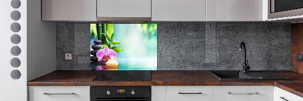 Rivestimento parete cucina con motivo orchidea di bambù