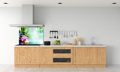 Rivestimento parete cucina con motivo orchidea di bambù