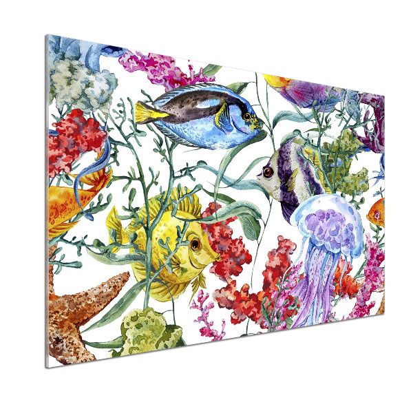 Rivestimento parete cucina con motivo barriera corallina