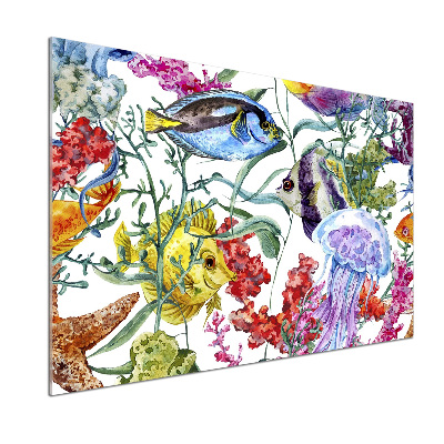 Rivestimento parete cucina con motivo barriera corallina