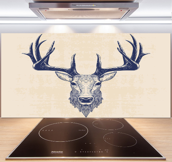 Rivestimento parete cucina con motivo testa di cervo