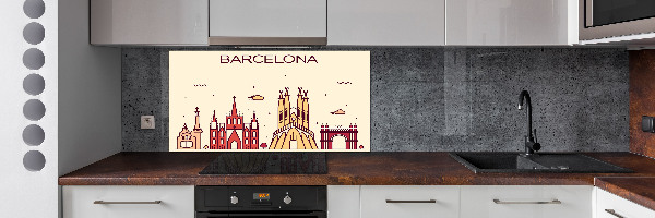 Pannello paraschizzi cucina con l'iscrizione «Barcellona»