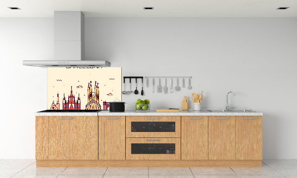 Pannello paraschizzi cucina con l'iscrizione «Barcellona»