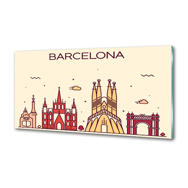 Pannello paraschizzi cucina con l'iscrizione «Barcellona»